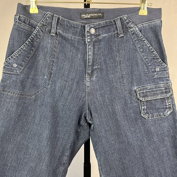 Lee Platinum Label Jeans Womens 8 Blue Capri Roll Up Snap Cuff Stretch Denim - Picture 3 of 9